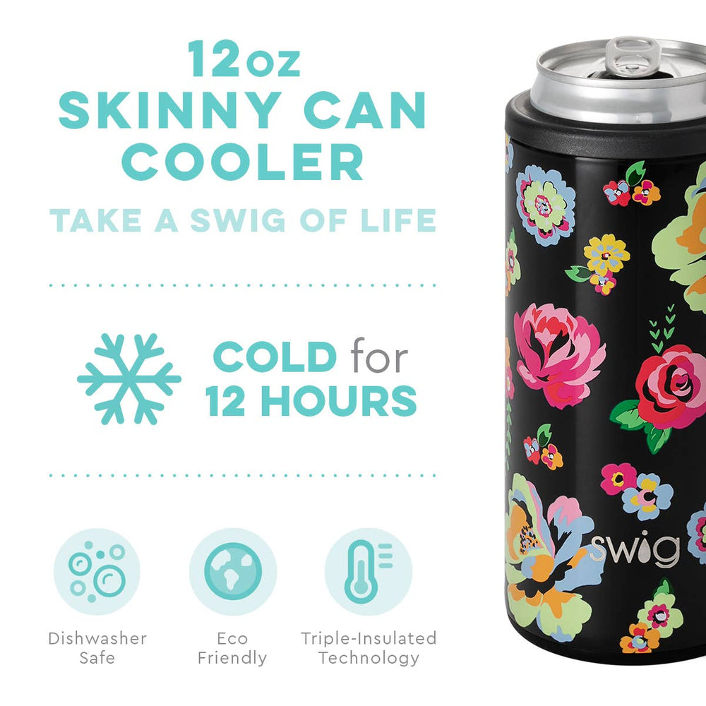 Fleur Noir Skinny Can Cooler by Swig Life