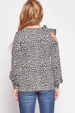 Girls Leopard Tie Shoulder Top