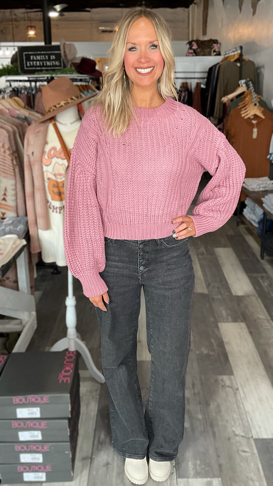 Mauve Balloon Sleeve Sweater