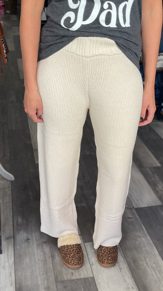 Cream Wide Leg Soft Sweater Pants