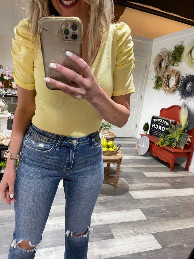 Yellow Puff Sleeve Bodysuit