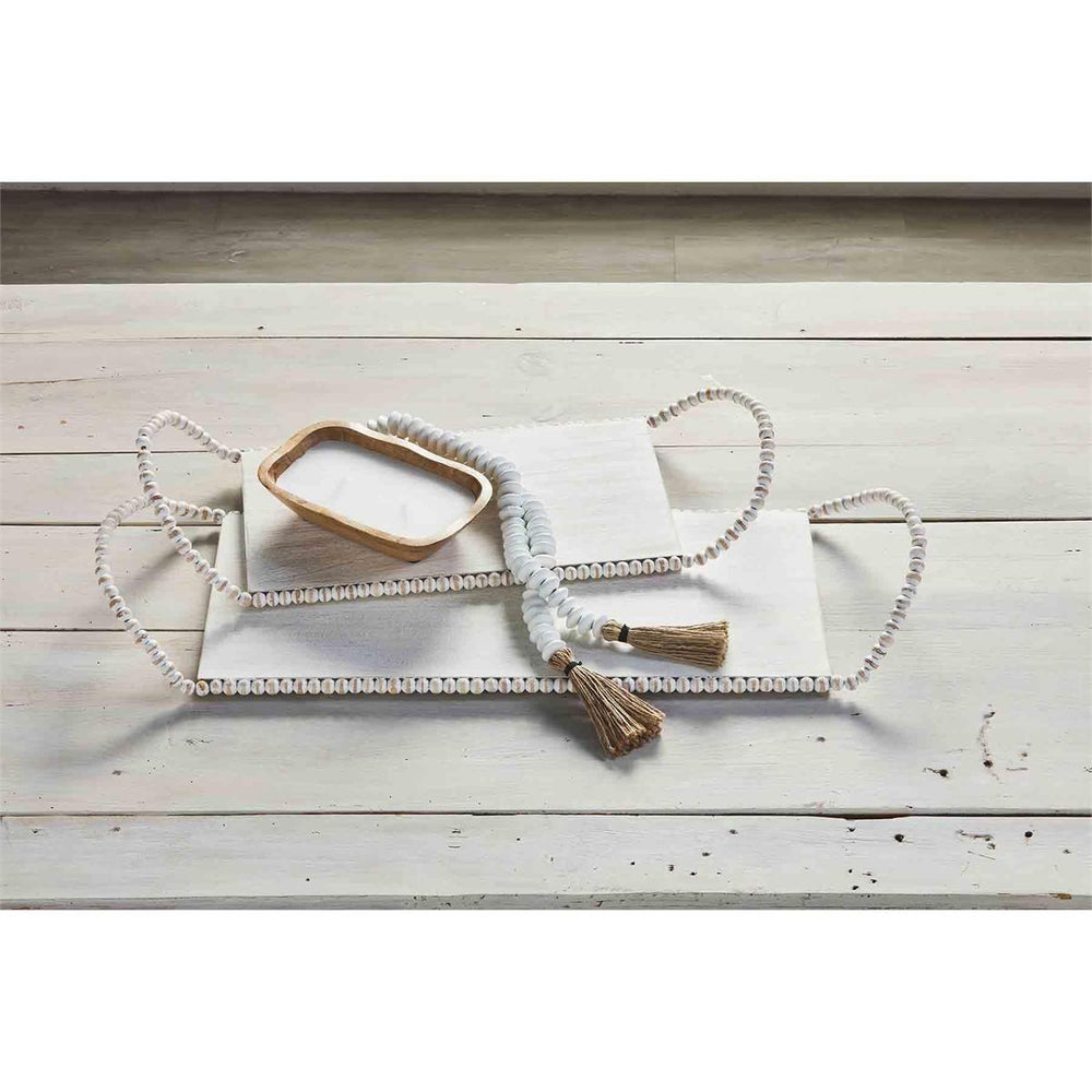 Large Mango Wood Tray w/ Beaded Handles