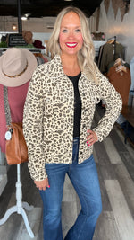 Ivory Washed Leopard Button Up Jacket