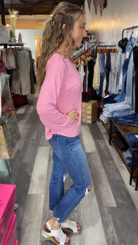 Baby Pink Waffle Knit Top