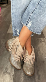 Cream Sparkle and Fringe Bootie by VeryG