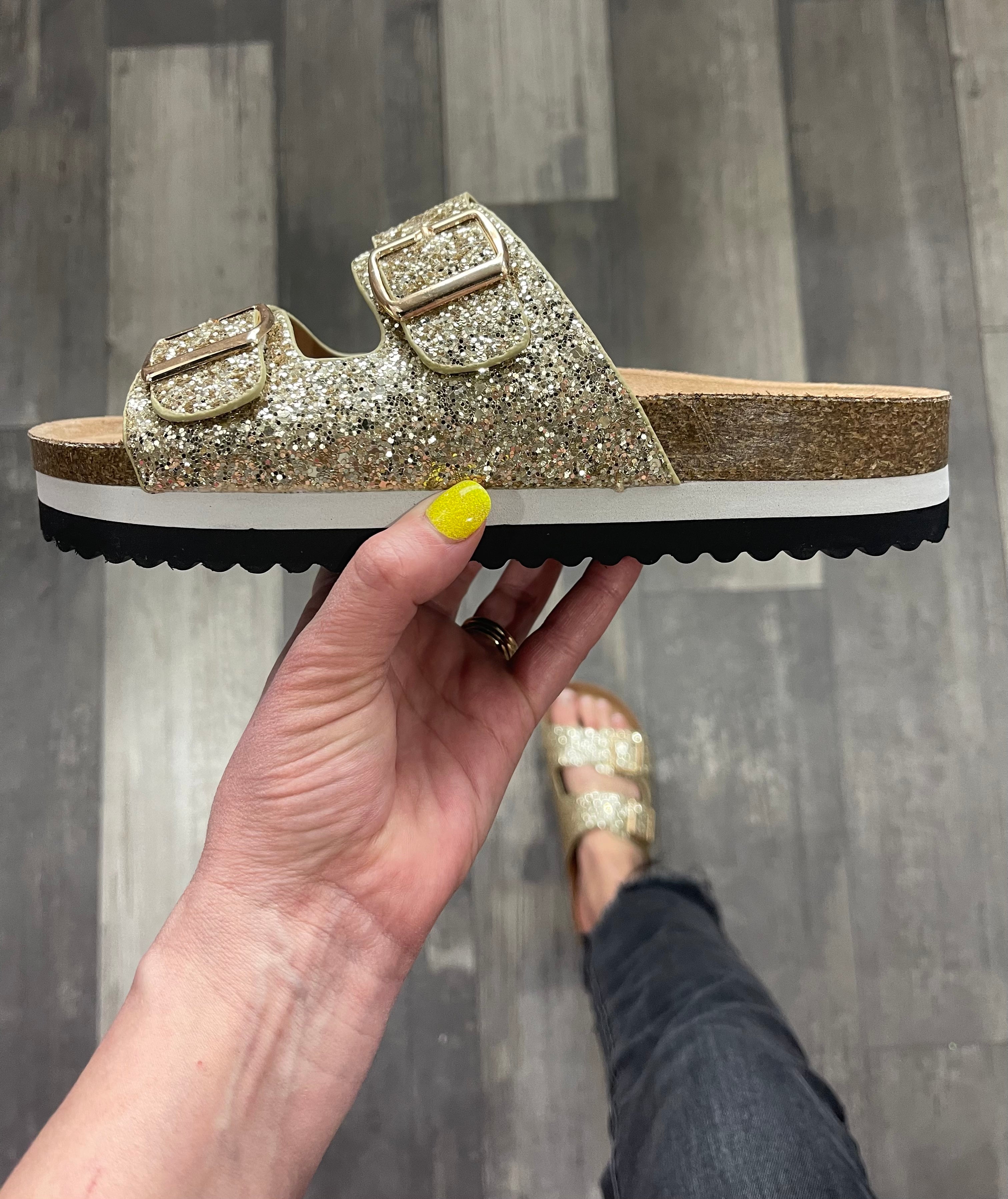 Gold glitter online birkenstocks