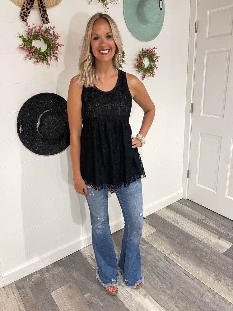 Black Lace Sleeveless Top