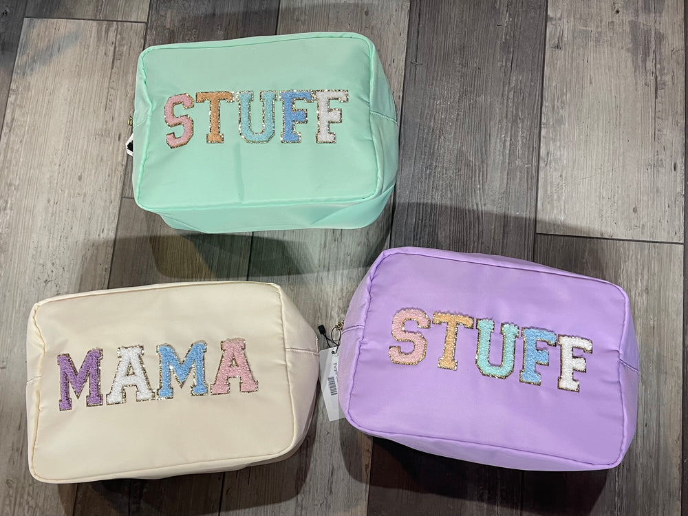 Cream MAMA Varsity Patch XL Nylon Pouch