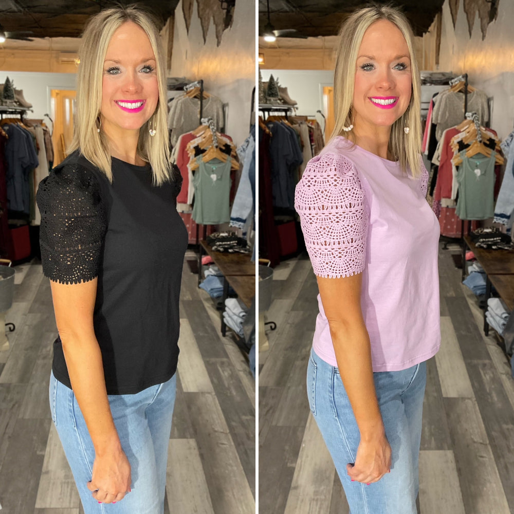 Crochet Sleeve Detail Tee