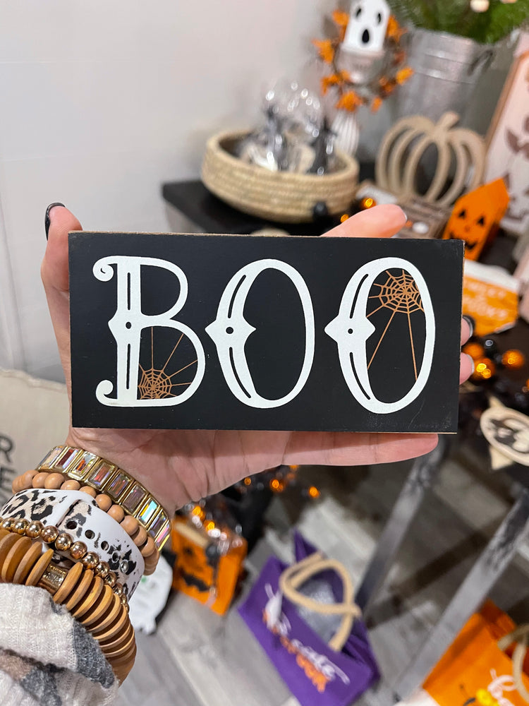 Black and Rose Gold BOO Block Sign